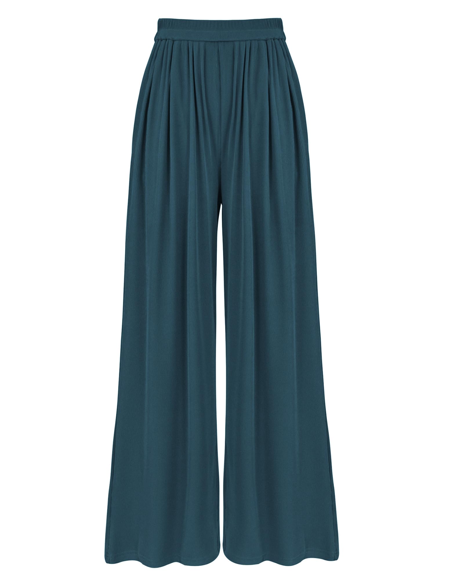 BTFBM Palazzo Pants for Women Spring Summer Clothes Pockets High Waist Casual Knit Flowy Wide Leg Trousers
