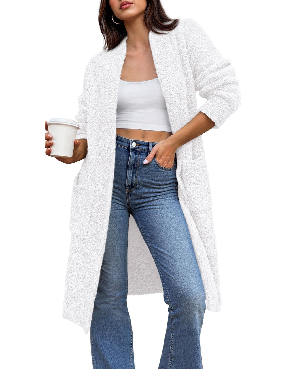 FreshPretty Long Cardigans for Women Trendy Fall Open Front Long Sleeve Oversized Sweaters Casual Knit Winter Coats