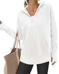 BTFBM Sweaters for Women Fall Clothes Pocket Quarter Zip Pullover V Neck Long Sleeve Knit Trendy Winter Sweater