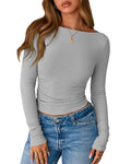 FreshPretty Womens Long Sleeve Tops Fall Fashion Ribbed Slim Fit Y2K Boat Neck T Shirts Casual Going Out Workout Outfits
