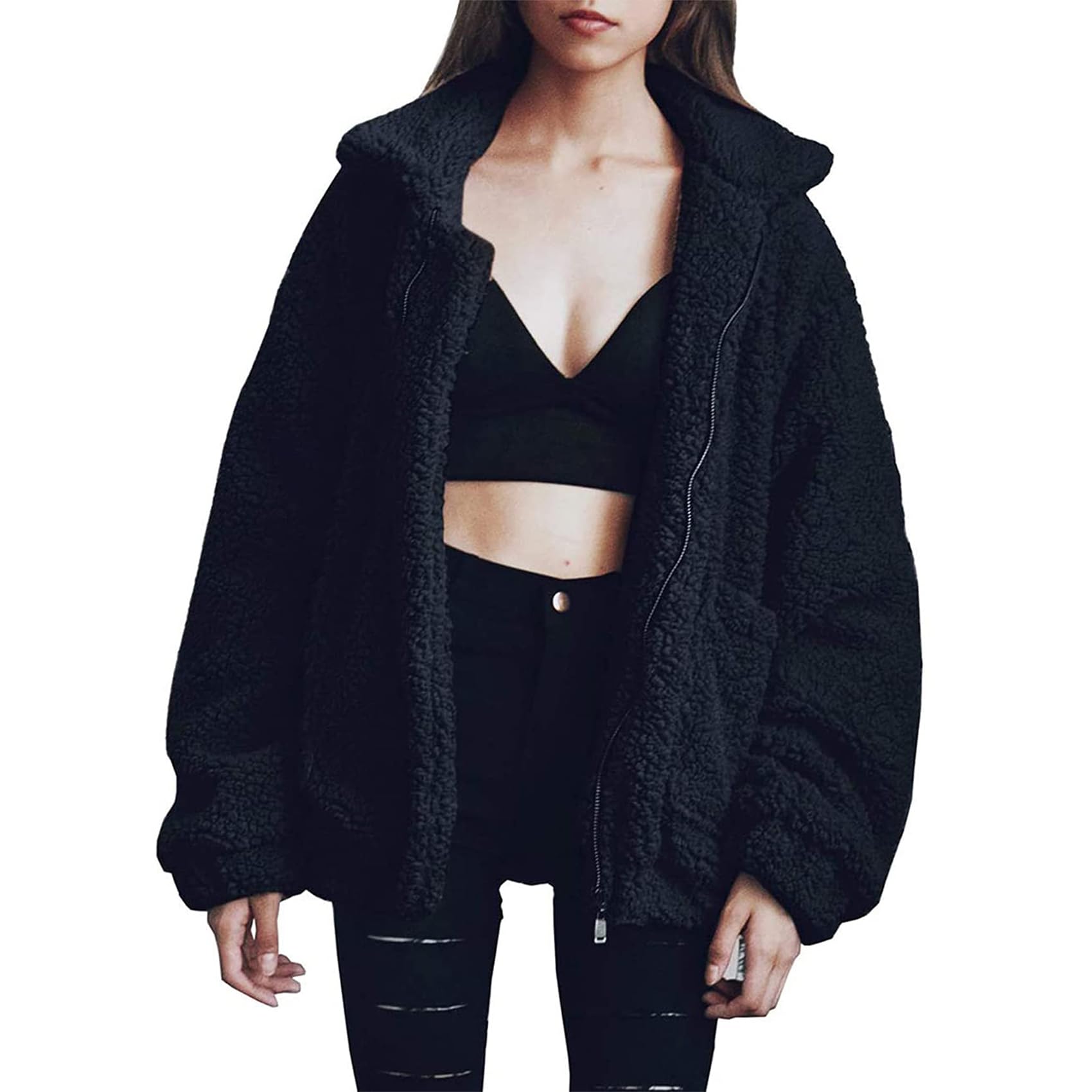 PRETTYGARDEN Women's Fashion Winter Coats Sherpa Fleece Faux Fur Shearling Oversized Trendy Jackets Warm Outerwear Clothing