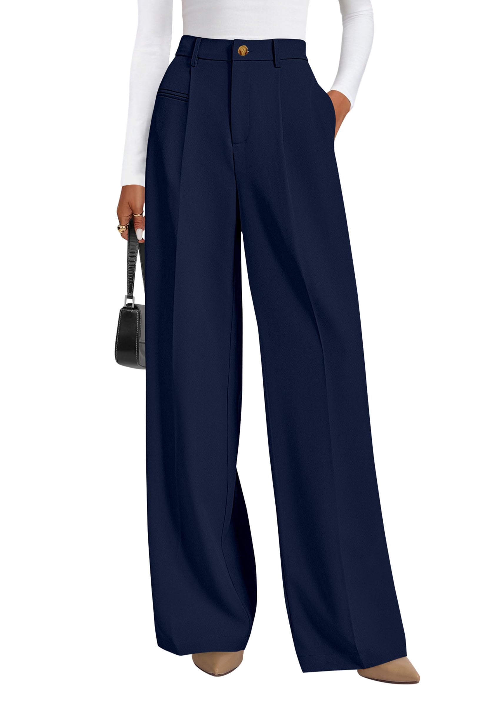 PRETTYGARDEN Womens Wide Leg Dress Pants Business Casual Flowy Work Palazzo Pants High Waisted Slacks Trousers