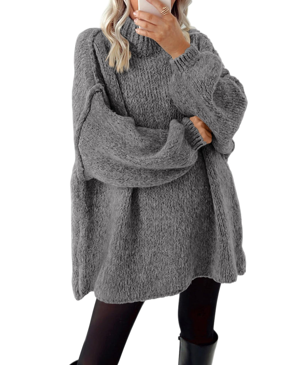 BTFBM Sweaters for Women Fall Long Sleeve Mock Neck Cable Knit Oversized Sweater Pullover Tops Thick Winter Clothes