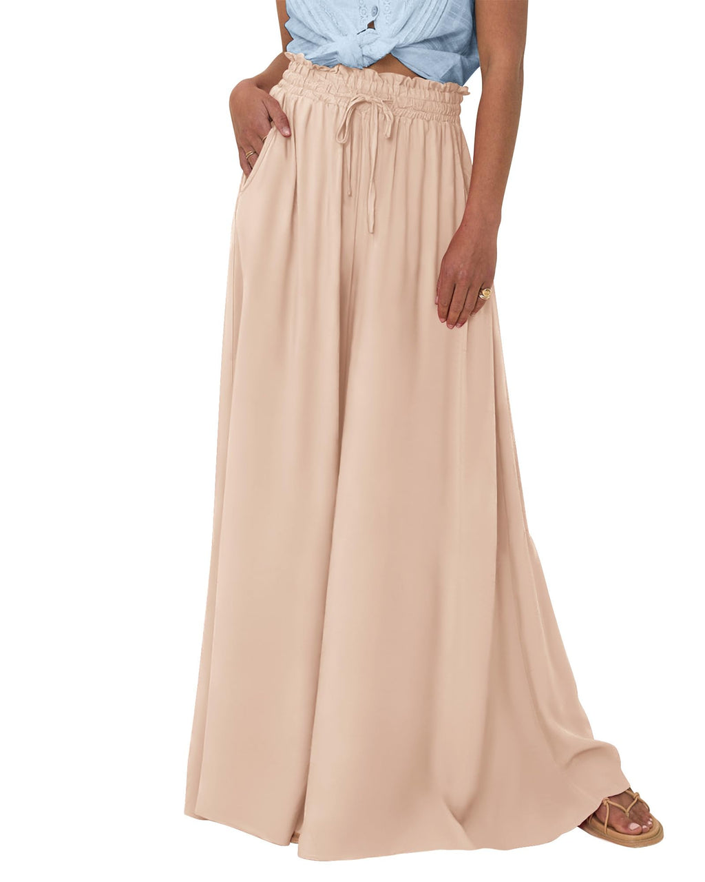BTFBM Women Casual High Waist Wide Leg Pants Spring Summer Long Palazzo Pants Pocket Lounge Beach Vacation Clothes