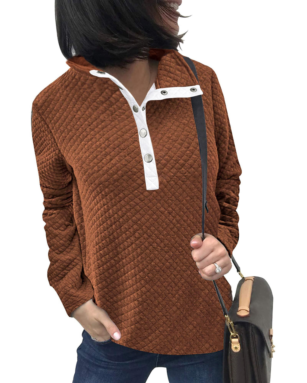 BTFBM Women Fashion Quilted Pattern Lightweight Zipper Long Sleeve Plain Casual Ladies Sweatshirts Pullovers Shirts Tops