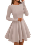 BTFBM Spring Dresses for Women Long Sleeve High Waist Pleated Flowy A Line Party Wedding Guest Dress Business Casual