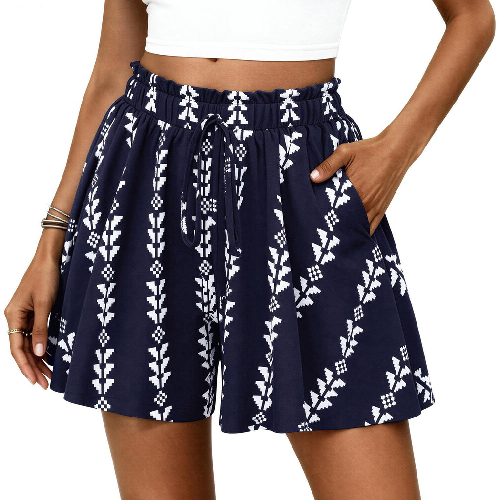 PRETTYGARDEN Women's Flowy Shorts Summer Fashion Beach Vacation Clothes Casual High Waist Wide Leg Ruffle Shorts
