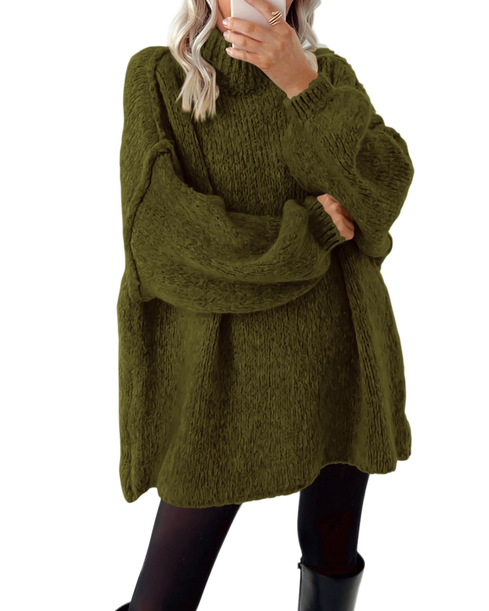 BTFBM Sweaters for Women Fall Long Sleeve Mock Neck Cable Knit Oversized Sweater Pullover Tops Thick Winter Clothes