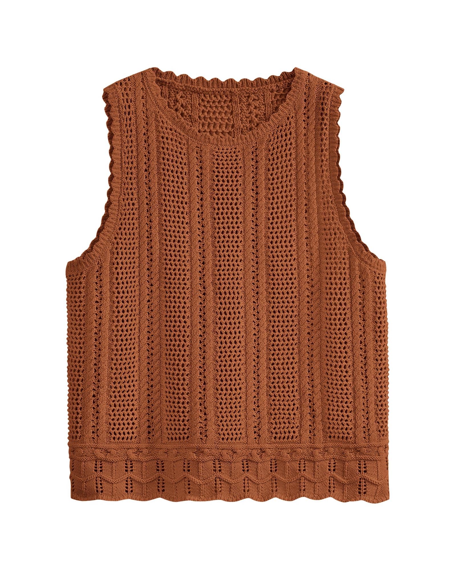 FreshPretty Crochet Tank Top Vacation Outfits for Women Sweater Vest Beach Cover Ups Spring Summer Sleeveless Cruise Resort Wear