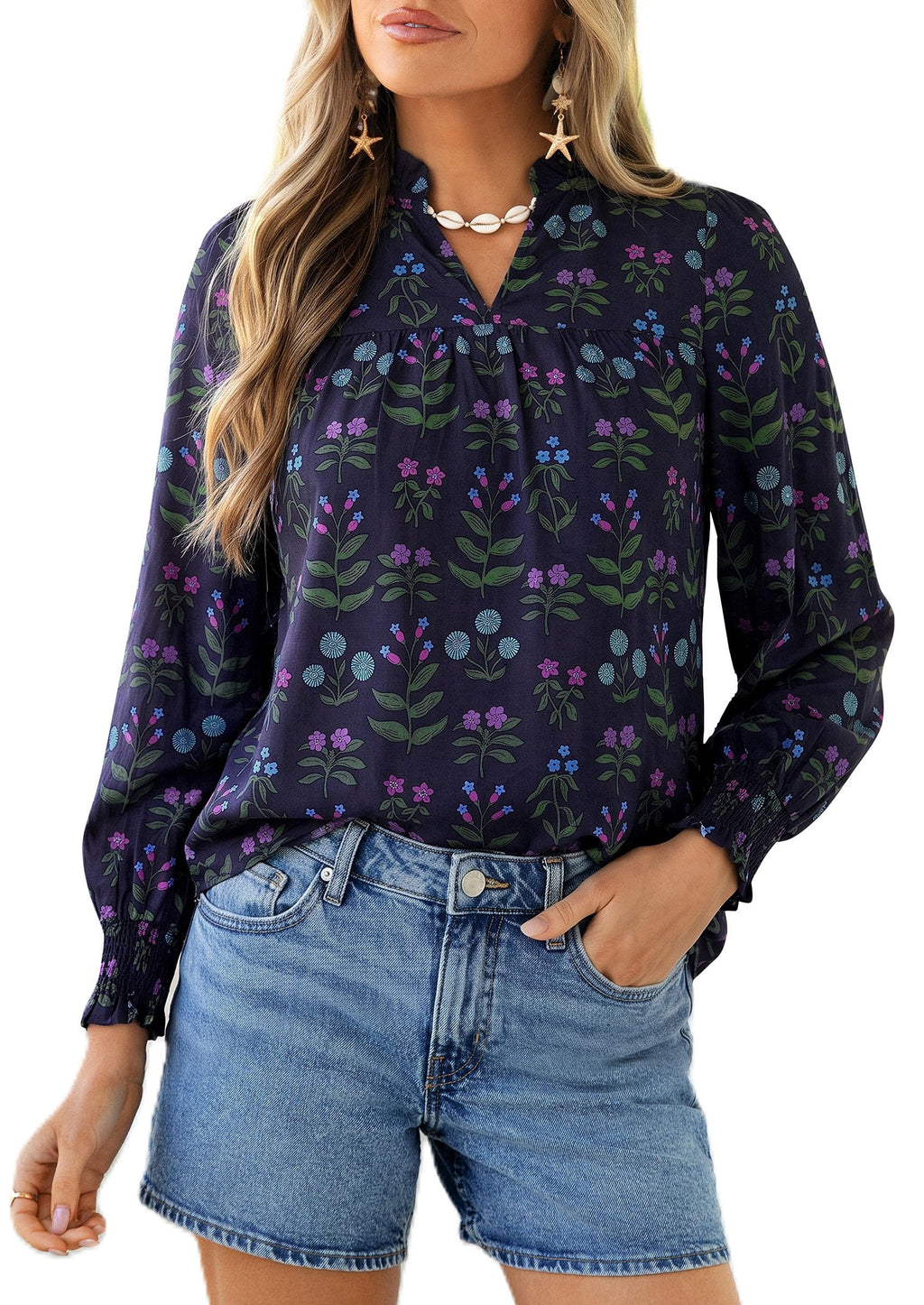 PRETTYGARDEN Women's Boho Floral Blouses Dressy Casual