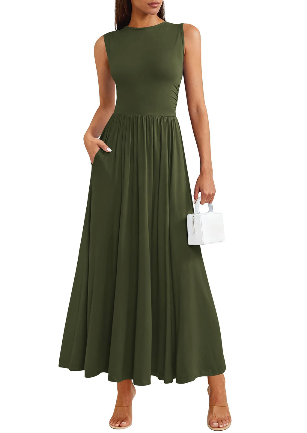 PRETTYGARDEN Summer Maxi Dresses for Women Sleeveless A Line Flowy Long Casual Sundress Wedding Guest Fashion Clothing