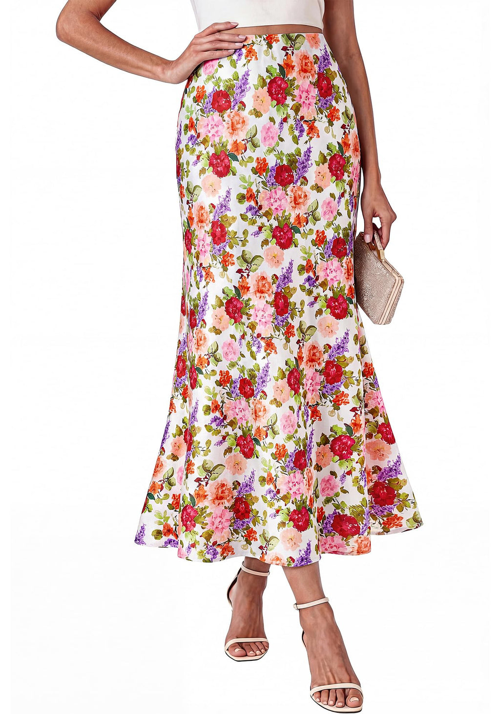 BTFBM Maxi Skirts for Women Summer Spring Boho Lightweight A Line High Waisted Wedding Guest Party Silk Midi Skirt