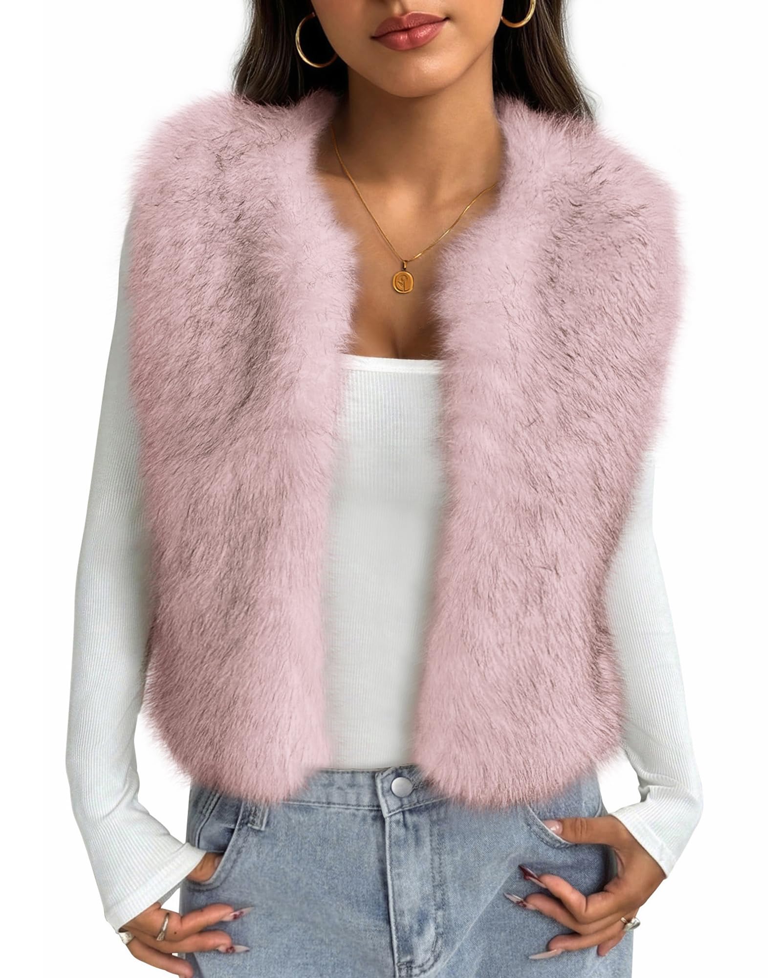 BTFBM Faux Fur Vest Women Fall Fashion Sleeveless Fuzzy Jacket Fluffy Coats Winter Clothing Furry Outerwear Vests