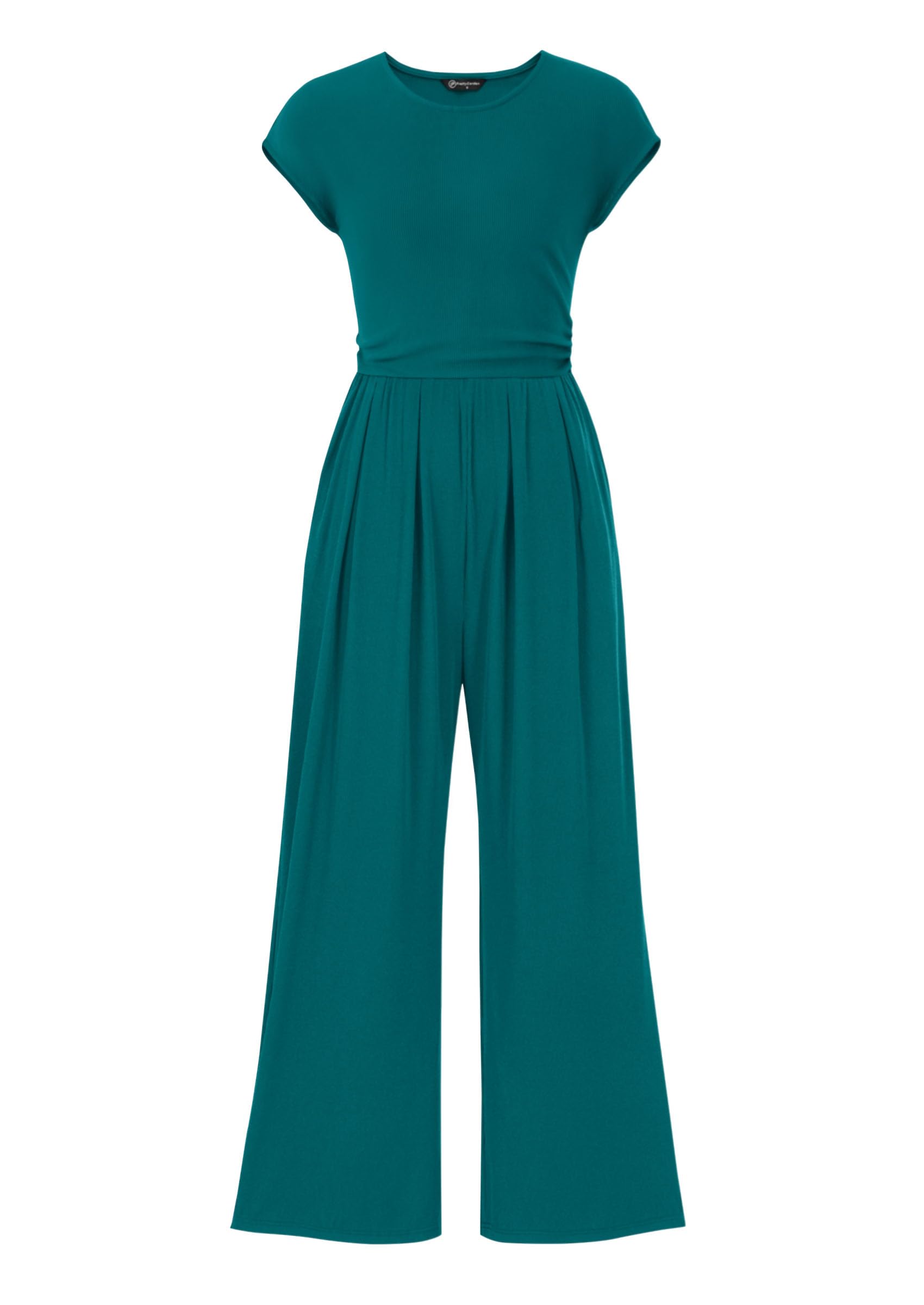 PRETTYGARDEN Summer Jumpsuits for Women Dressy Ribbed Cap Sleeve Wide Leg Pants Rompers Elegant Casual One Piece Outfits