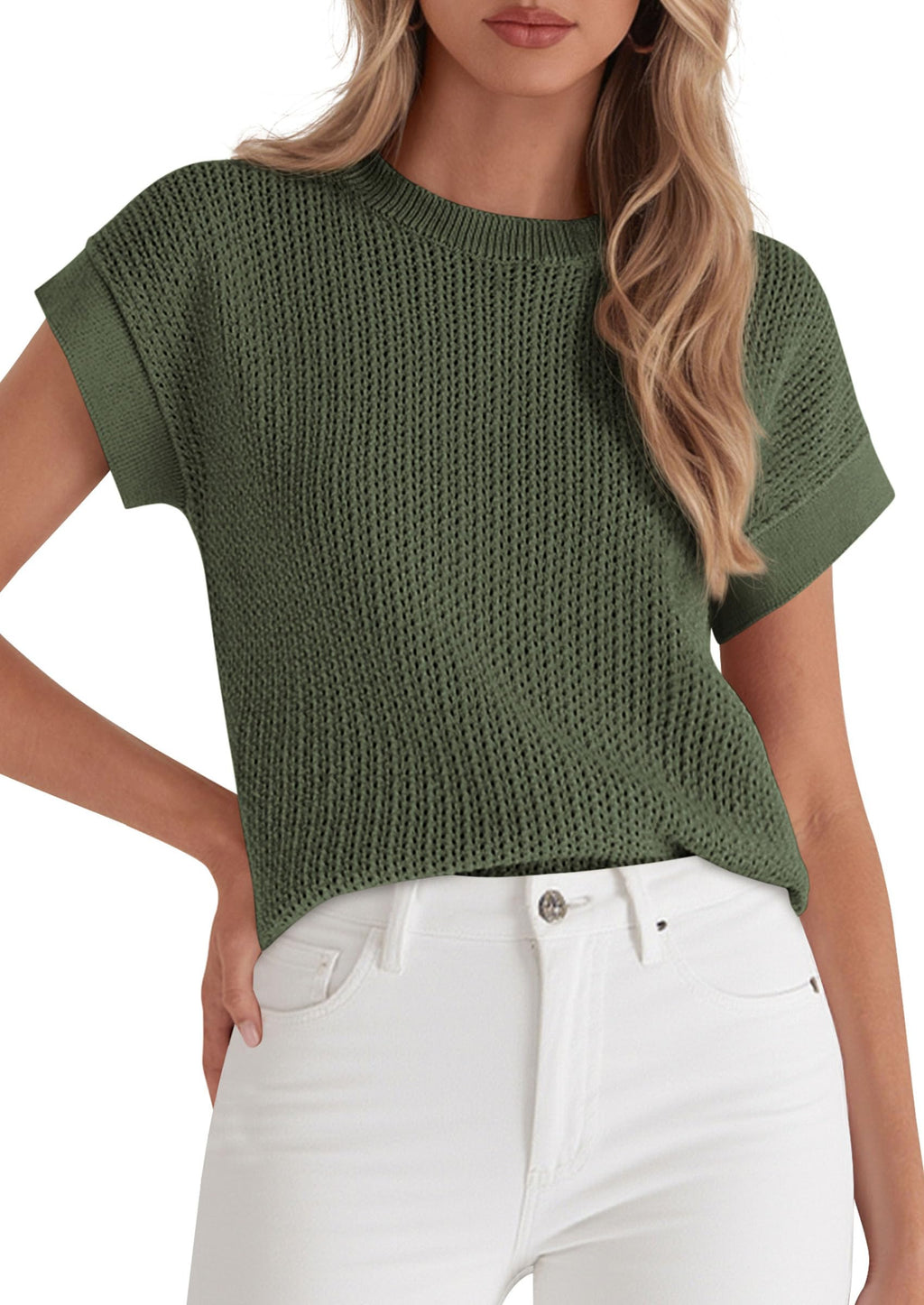 PRETTYGARDEN Women Spring Sweater Vest Business Casual Tank Top Lightweight Cap Sleeve Knit Shirts Trendy Summer Outfits