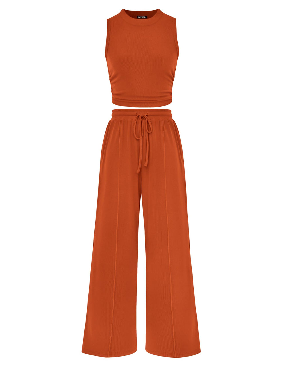 BTFBM Summer Outfits For Women Cropped Sleeveless Tank Tops Wide Leg Pants 2 Piece Sets Beach Lounge Set Clothing