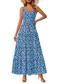 PRETTYGARDEN Women's Summer Floral Maxi Dress Sleeveless Smocked Ruffle Long Flowy Beach Vacation Boho Sundresses