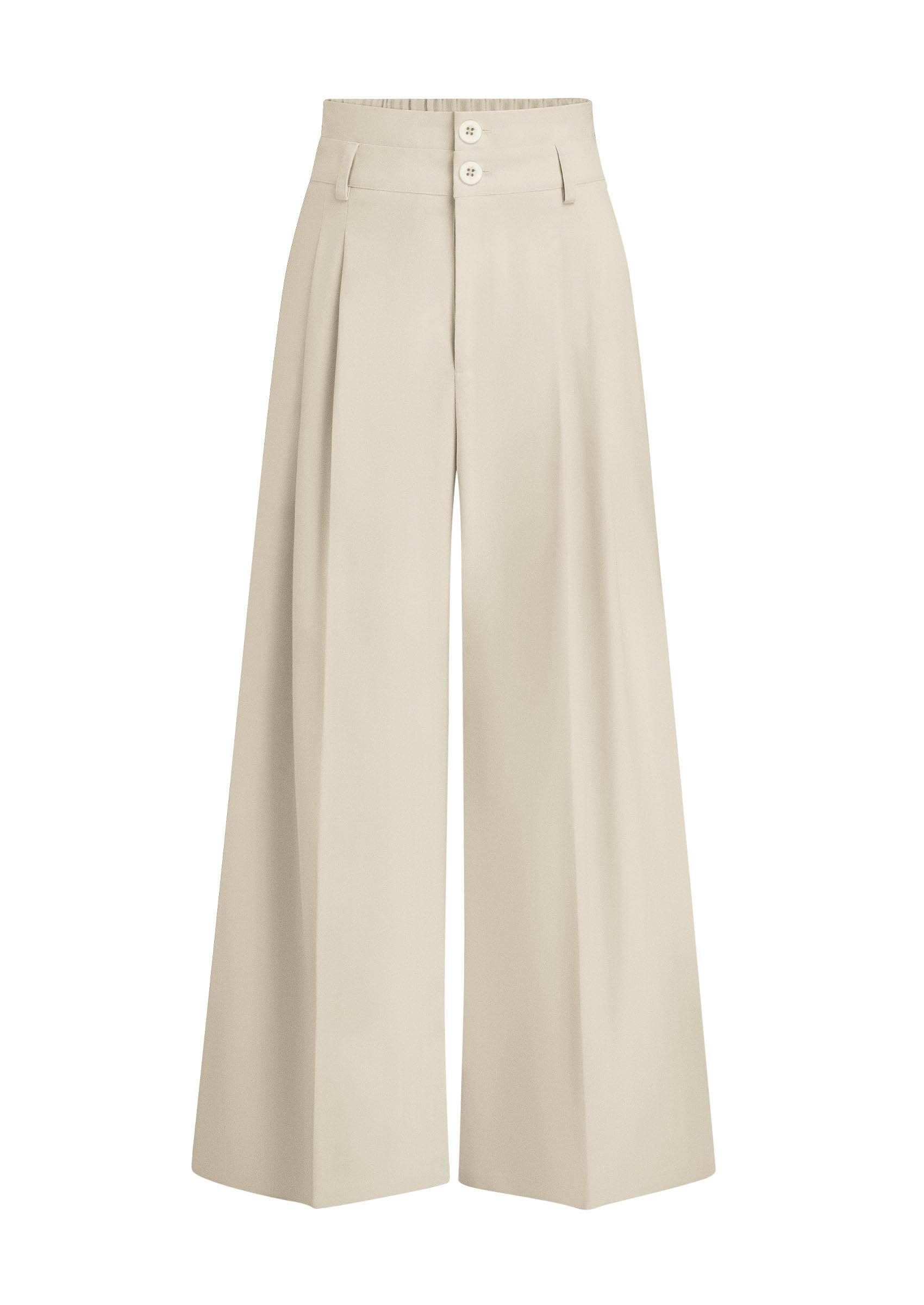 PRETTYGARDEN Womens Spring Wide Leg Palazzo Pants Trendy Loose Button High Waist Pleated Work Business Casual Trousers