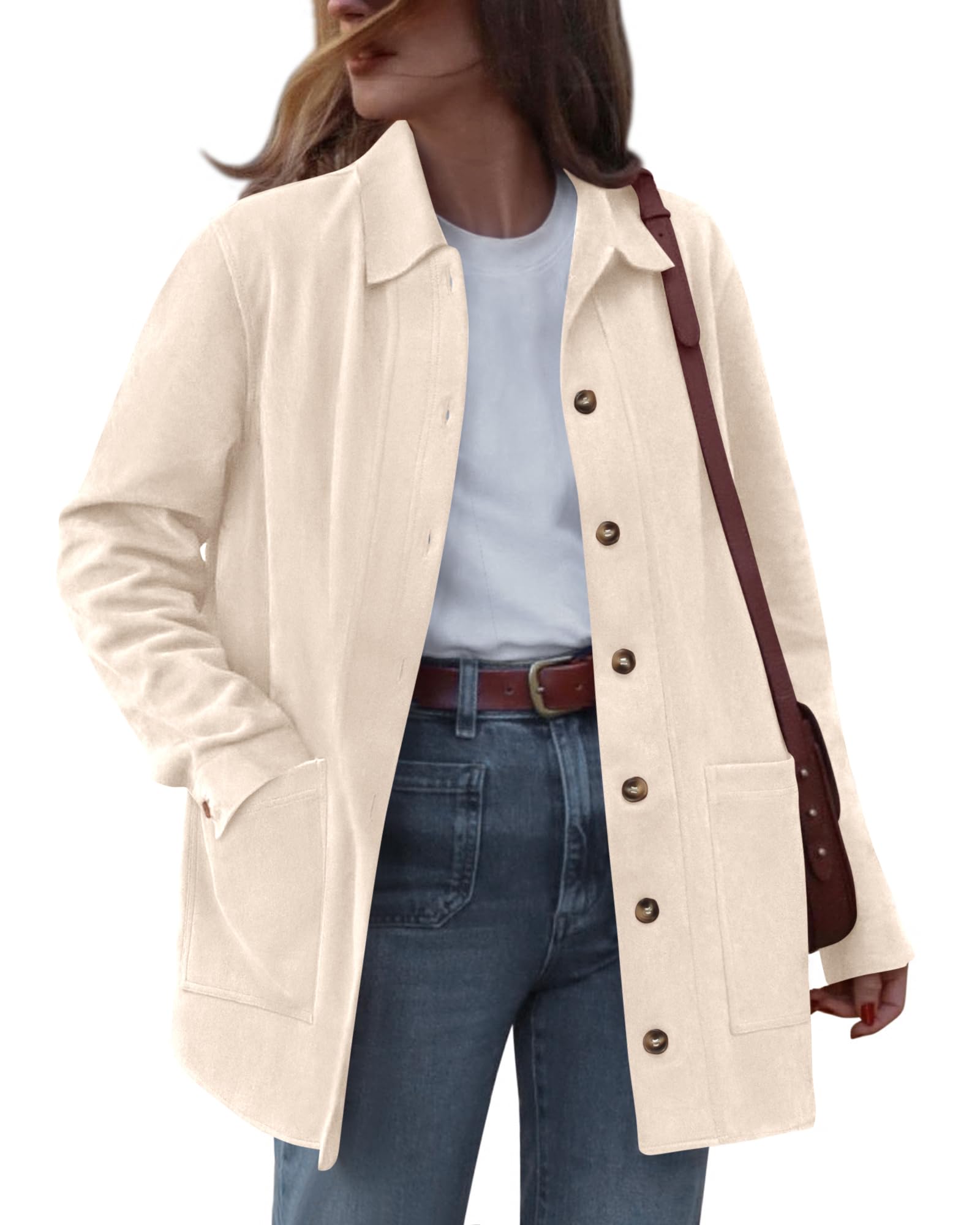 BTFBM Faux Suede Jacket Women Fall Fashion Leather Jackets Long Sleeve Button Down Winter Coats Shackets Outerwear