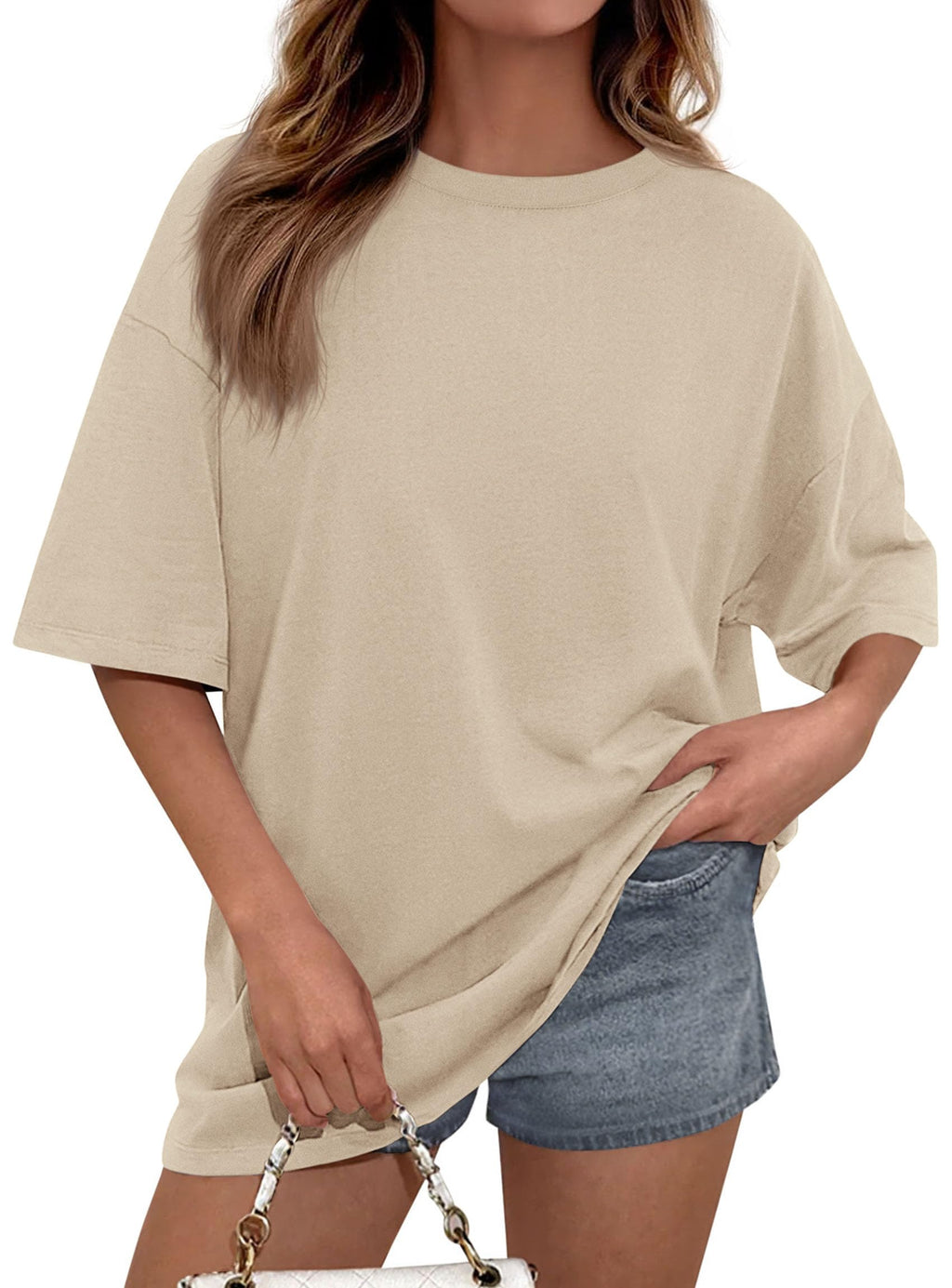 PRETTYGARDEN Women's Spring Going Out Tops Casual Short Sleeve Crewneck Loose Fit Basic Cute Tee Shirts Summer Outfits