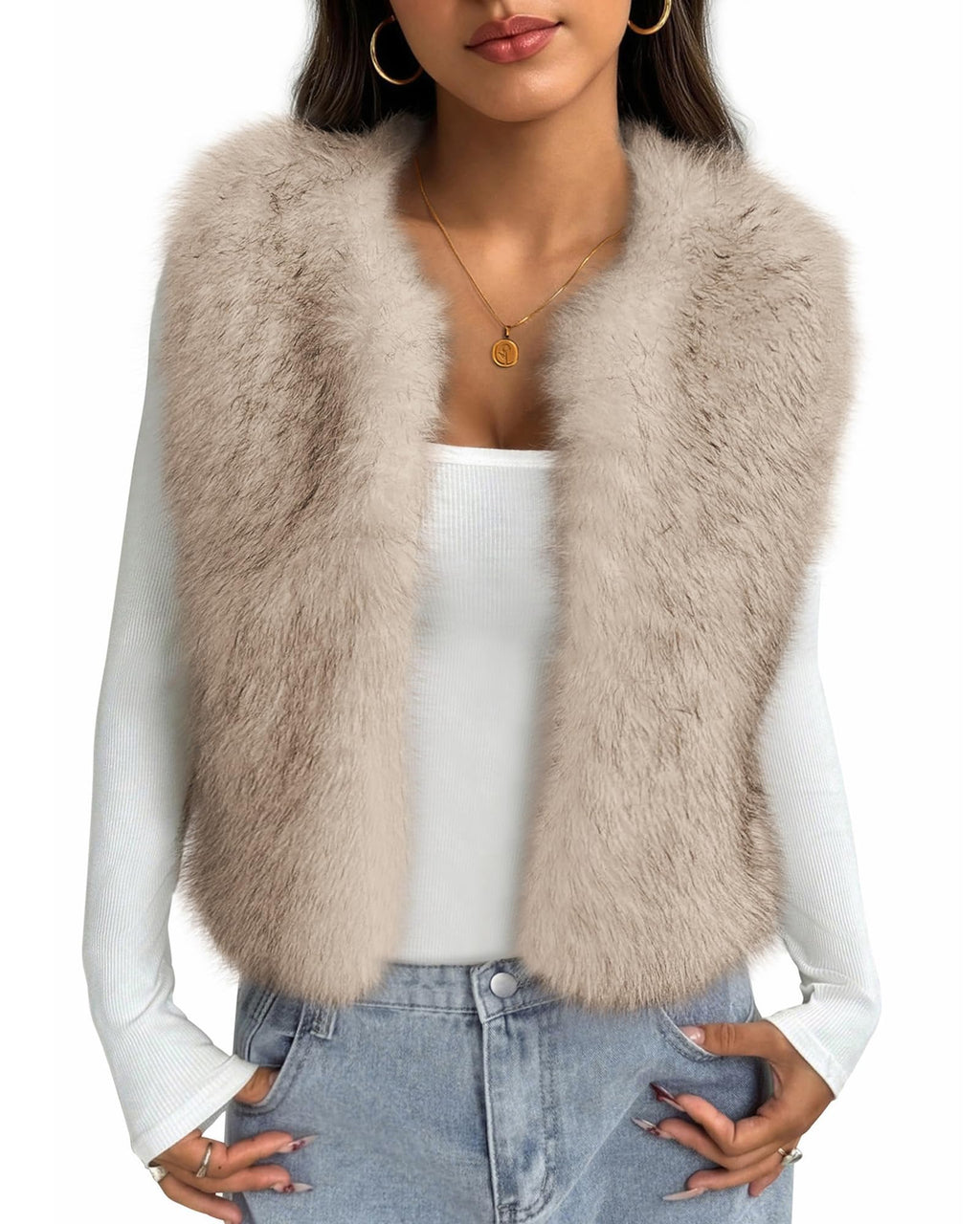 BTFBM Faux Fur Vest Women Fall Fashion Sleeveless Fuzzy Jacket Fluffy Coats Winter Clothing Furry Outerwear Vests