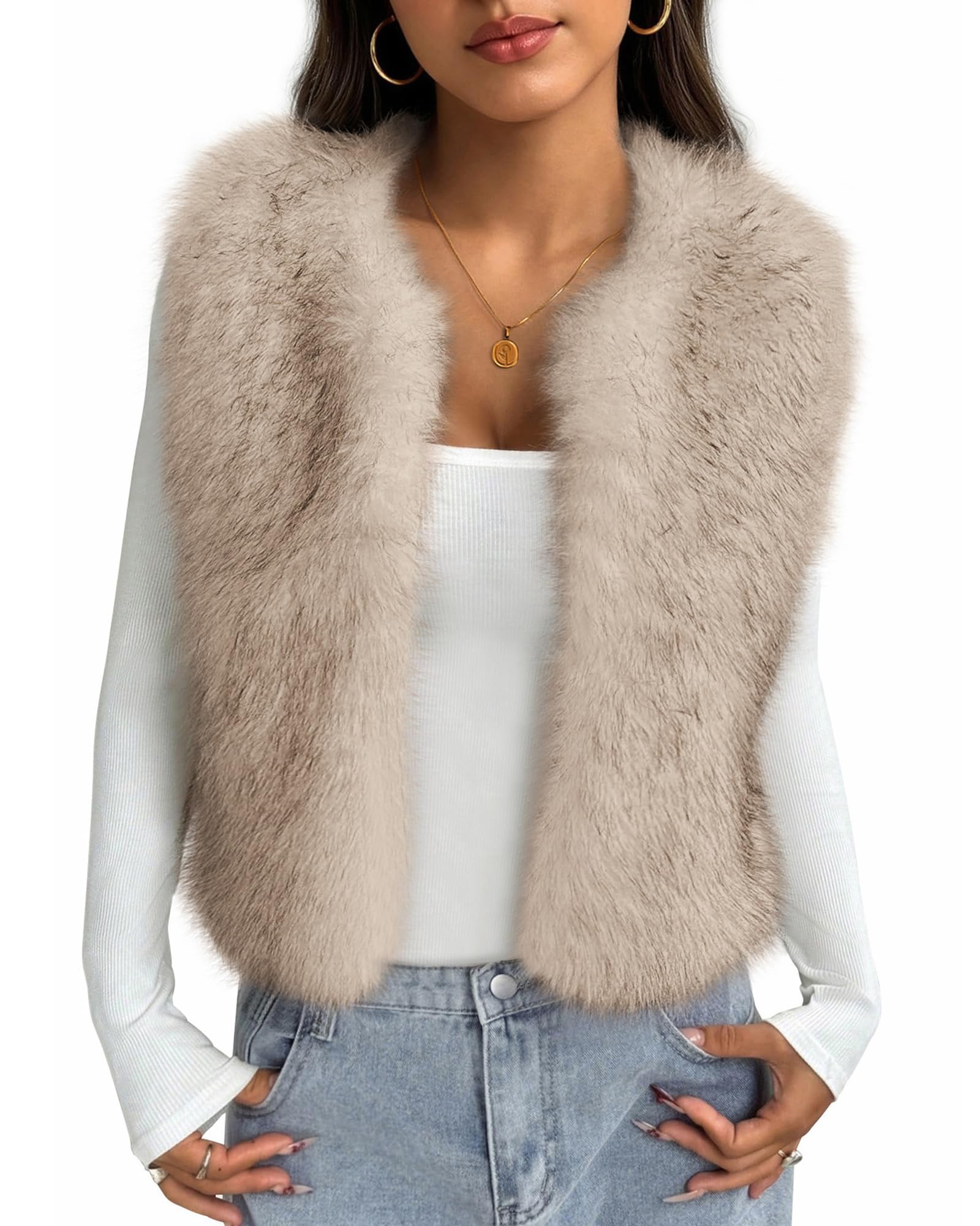 BTFBM Faux Fur Vest Women Fall Fashion Sleeveless Fuzzy Jacket Fluffy Coats Winter Clothing Furry Outerwear Vests