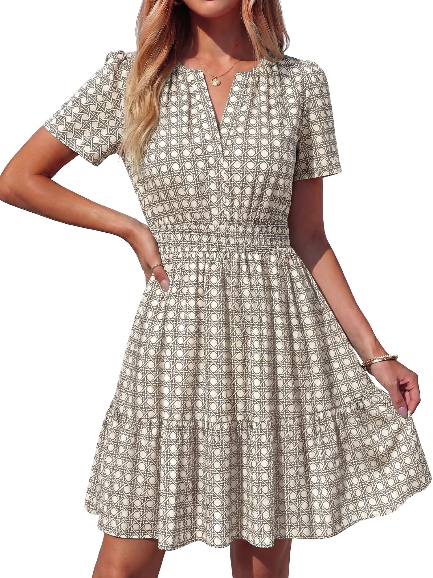 BTFBM Summer Dresses for Women Lightweight Casual Short Sleeve Floral Mini Dress A Line Beach Vacation Sundress