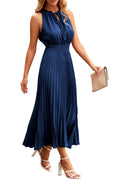 PRETTYGARDEN Women's Midi Summer Dresses Casual V Neck Swiss Dot Ruffle Sleeveless A Line Beach Sun Dress