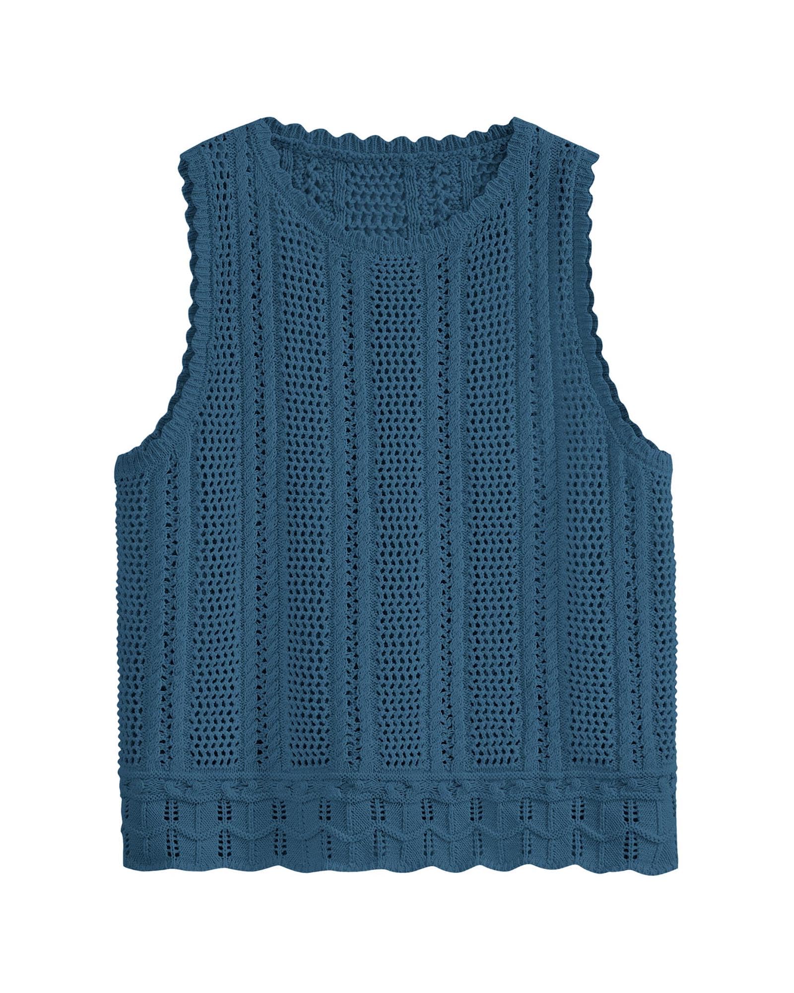 FreshPretty Crochet Tank Top Vacation Outfits for Women Sweater Vest Beach Cover Ups Spring Summer Sleeveless Cruise Resort Wear