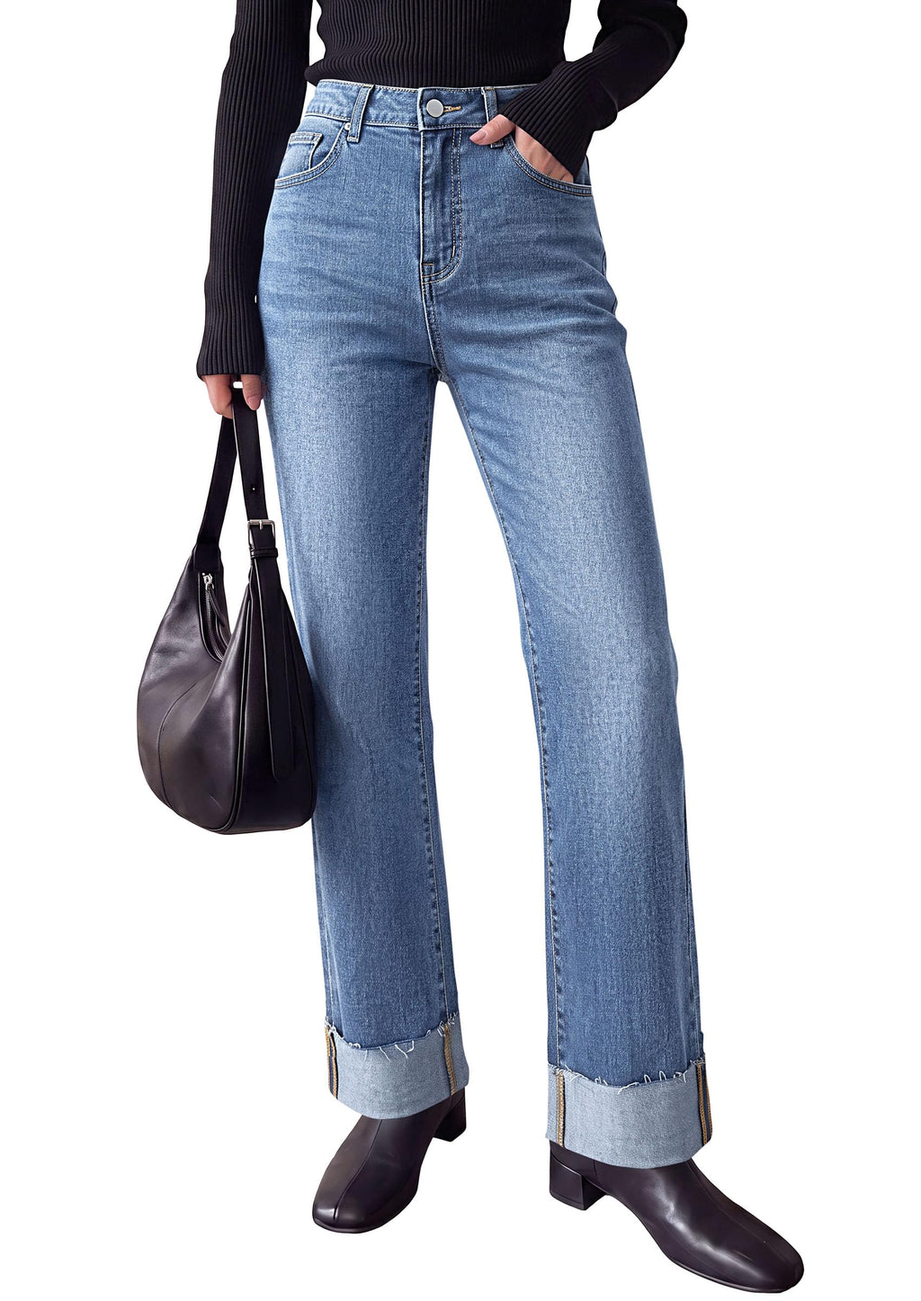 PRETTYGARDEN Women's Baggy Denim Jeans Wide Leg Pants