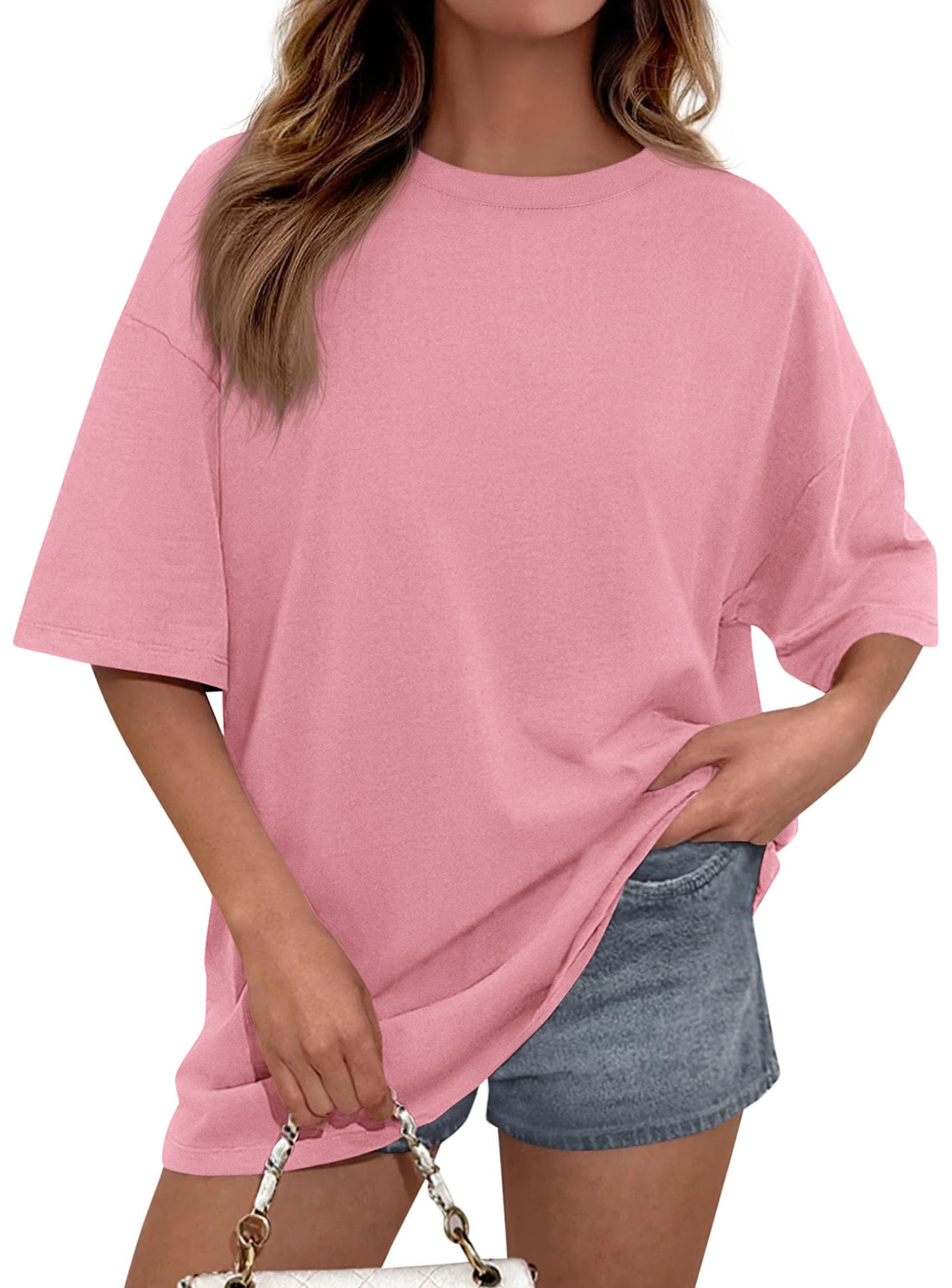 PRETTYGARDEN Women's Spring Going Out Tops Casual Short Sleeve Crewneck Loose Fit Basic Cute Tee Shirts Summer Outfits
