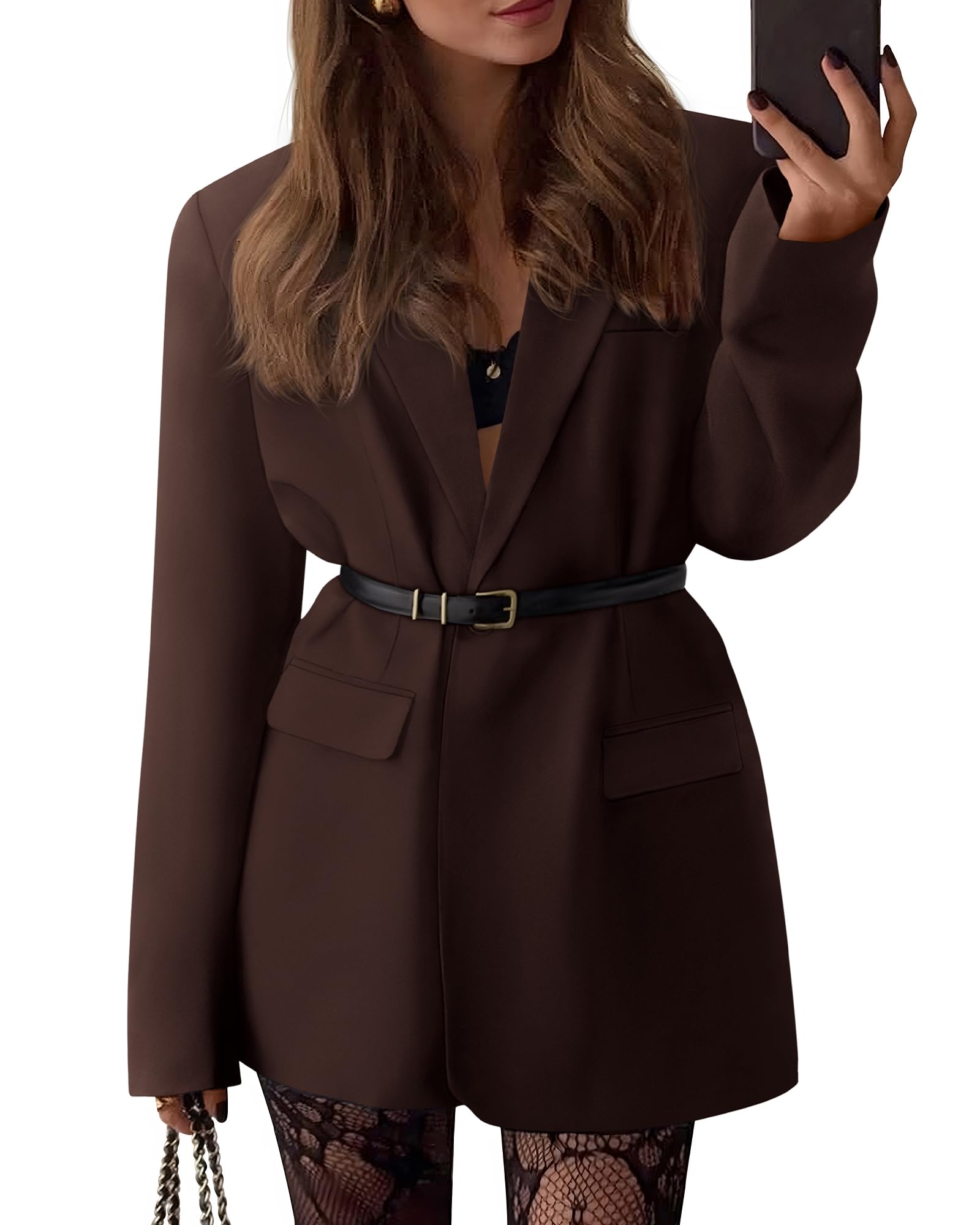 BTFBM Blazers for Women Spring Business Casual Clothes Open Front Oversized Winter Coats Work Office Suit Jackets
