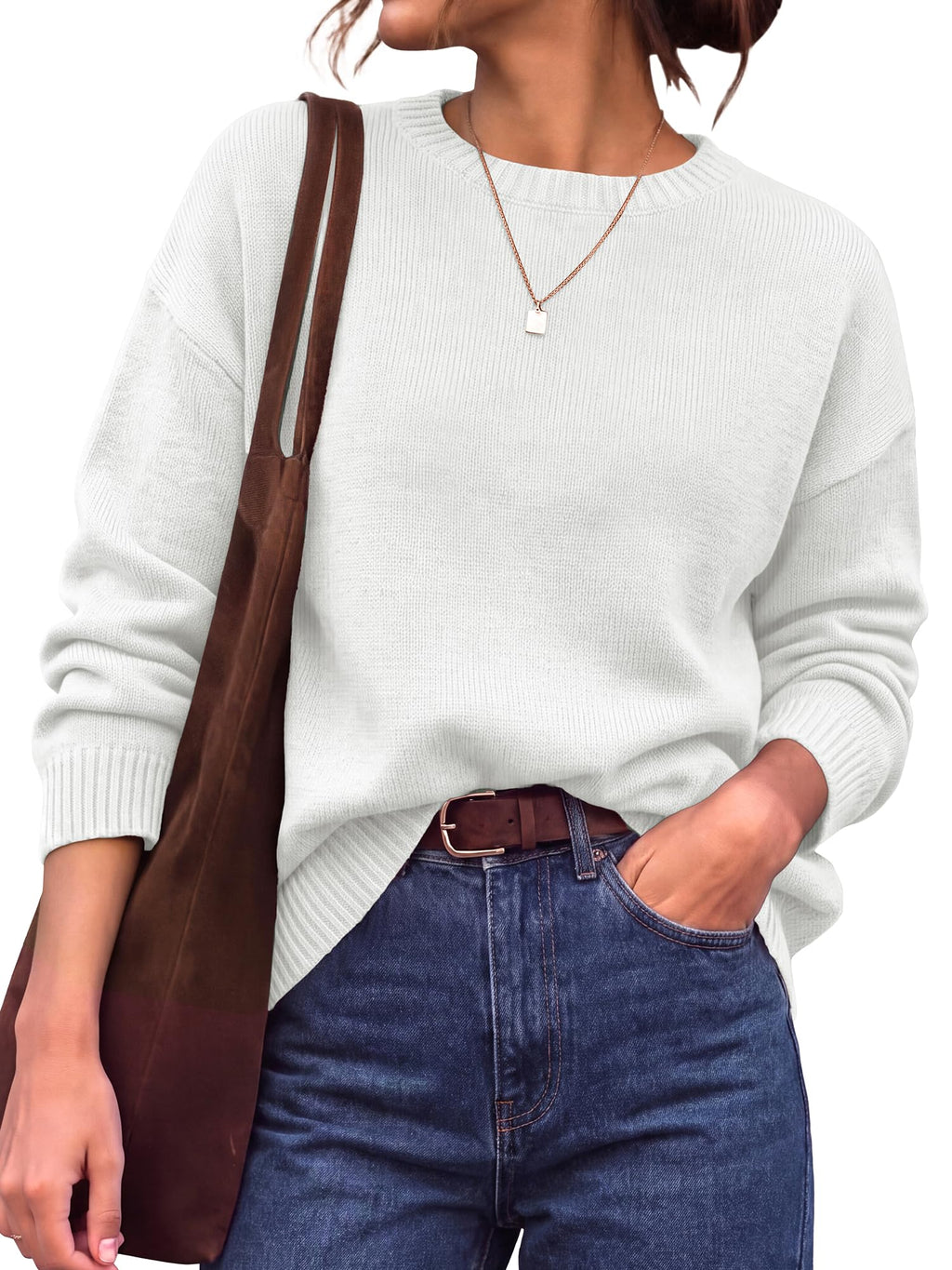 BTFBM Oversized Sweaters for Women Fall Clothes Crewneck Winter Outfits Drop Shoulder Tunics, Long Sleeve Pullover Tops, Loose Fit Tunic Tops, Casual Cozy Fashion Clothing, Going Out Outfits
