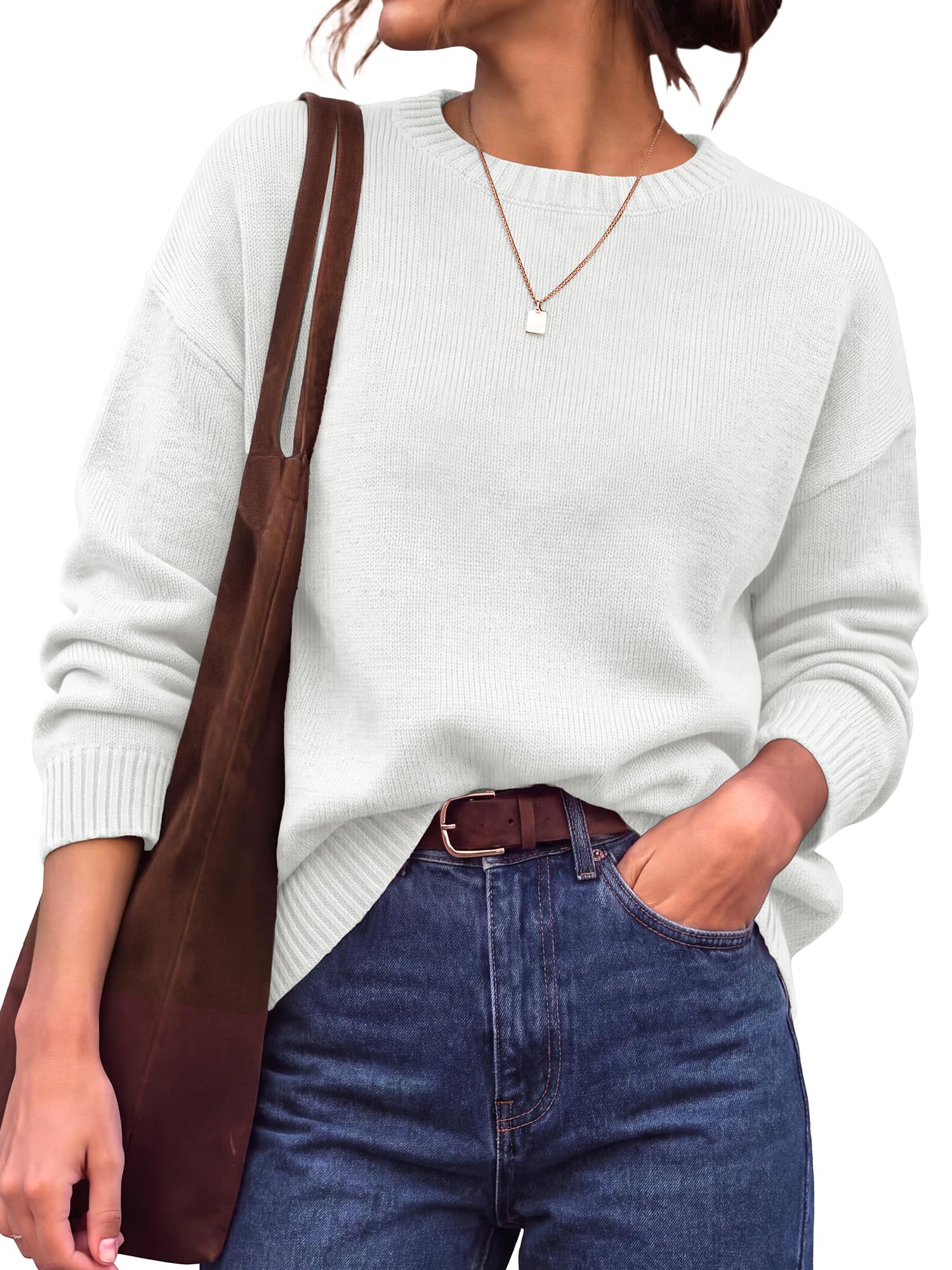 BTFBM Oversized Sweaters for Women Fall Clothes Crewneck Winter Outfits Drop Shoulder Tunics, Long Sleeve Pullover Tops, Loose Fit Tunic Tops, Casual Cozy Fashion Clothing, Going Out Outfits
