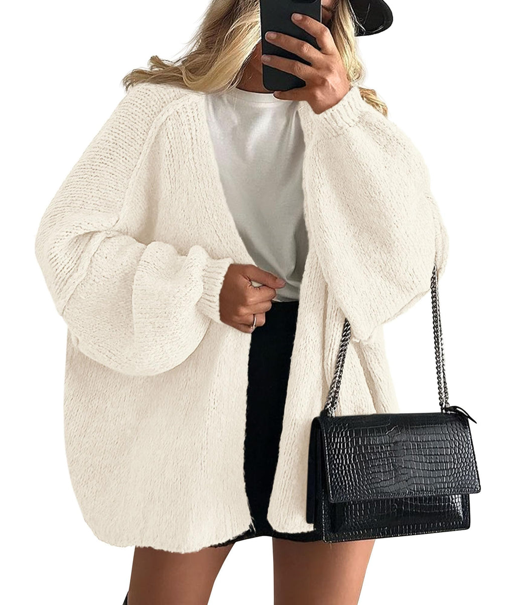 PRETTYGARDEN Womens Oversized Cardigan Sweaters Fall Long Lantern Sleeve Knit Open Front Lightweight Sweater