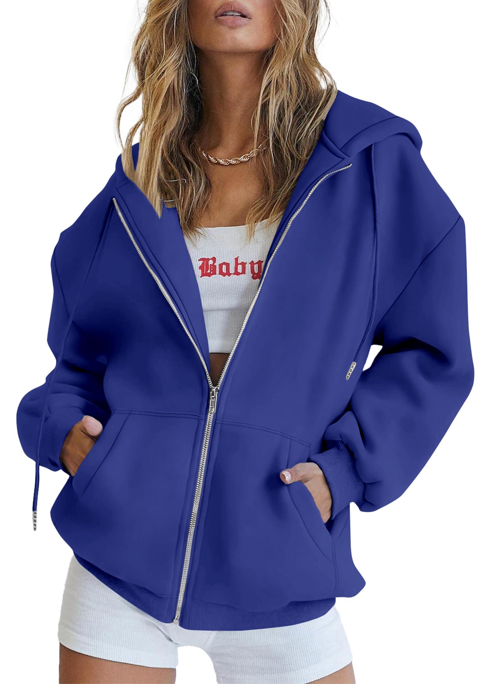 PRETTYGARDEN Women's Zip Up Y2K Hoodies Casual Long Sleeve Sweatshirts Fall Spring Track Jackets with Pockets