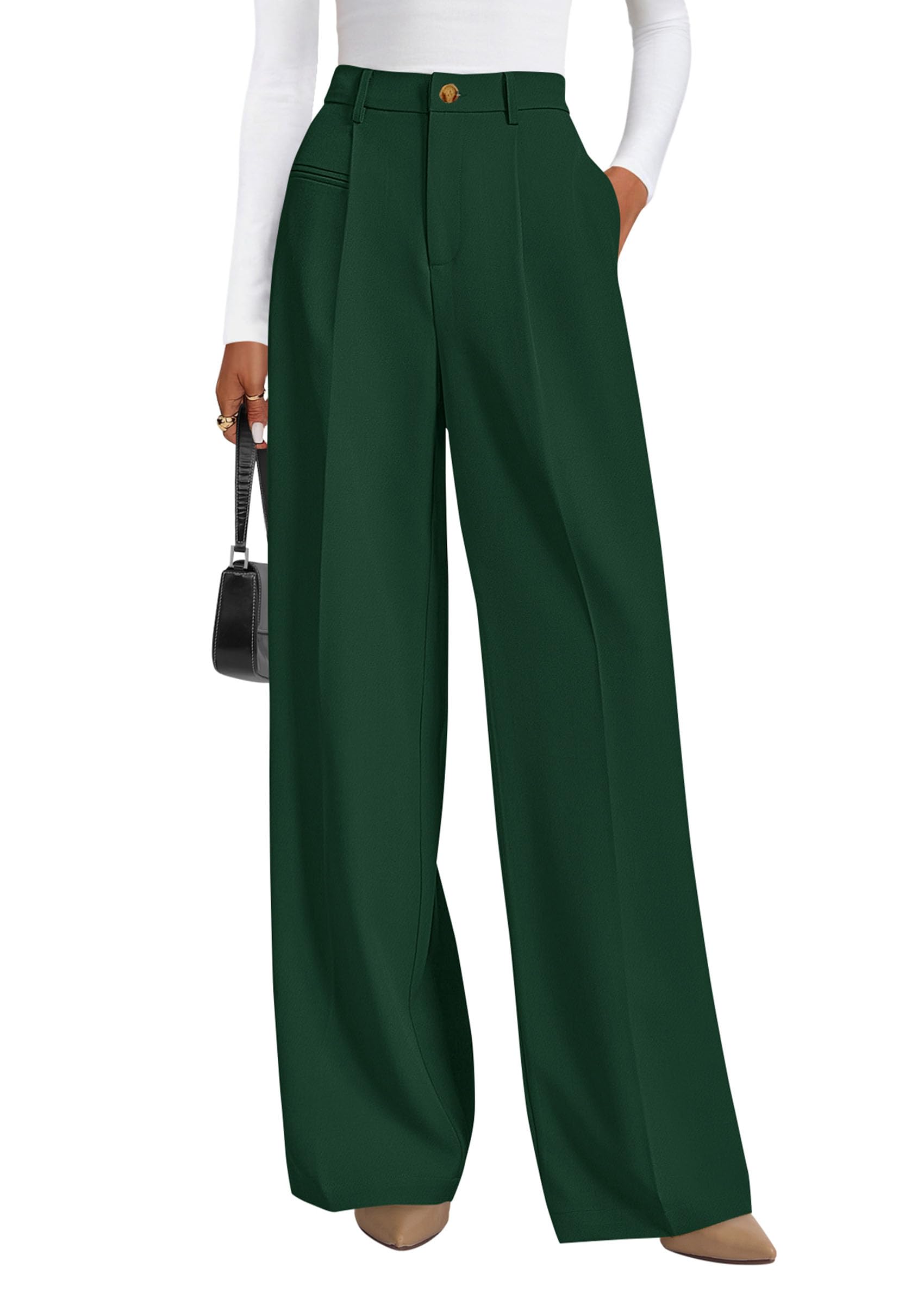 PRETTYGARDEN Womens Wide Leg Dress Pants Business Casual Flowy Work Palazzo Pants High Waisted Slacks Trousers