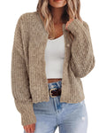 BTFBM Cardigan Sweaters for Women Fall Long Sleeve Button Down Soft Loose Chunky Knit Outwear Cropped Winter Coats