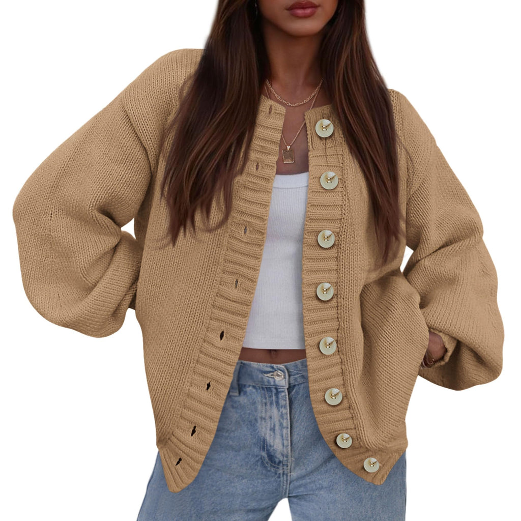 PRETTYGARDEN Women's Winter Cardigan Sweaters Trendy Chunky Knit Long Sleeve Button Up Casual Warm Fall Jackets Coats