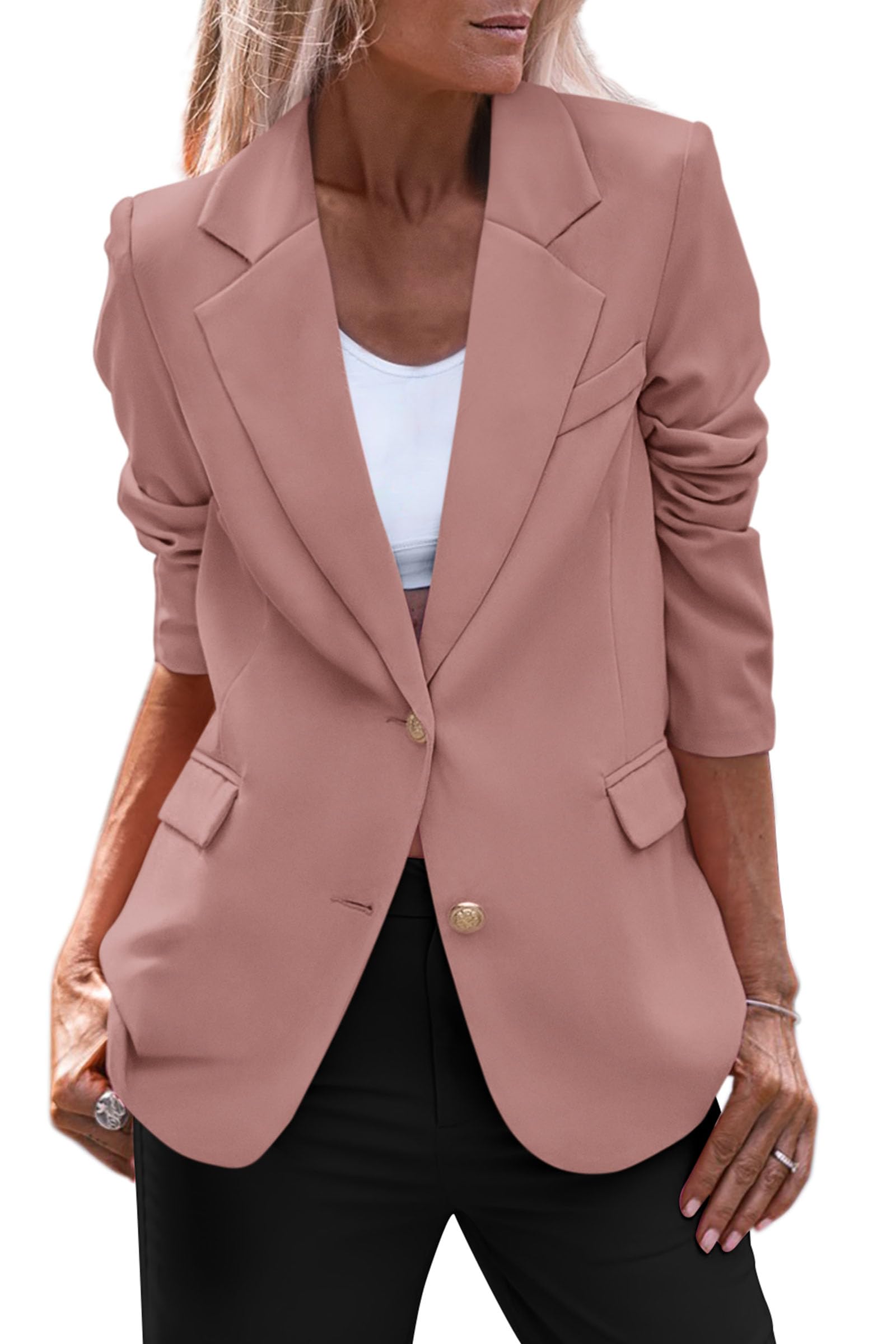 PRETTYGARDEN Women's Spring Fall Business Casual Blazers Long Sleeve Notch Lapel Trendy Work Office Blazer Jackets Outerwear