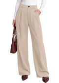 PRETTYGARDEN Women's Dress Pants Wide Leg Flowy Trousers High Waisted Palazzo Pants, Pleated Front, Side Pockets, Work Office Wear, Business Casual Outfits, Fall Fashion Clothing