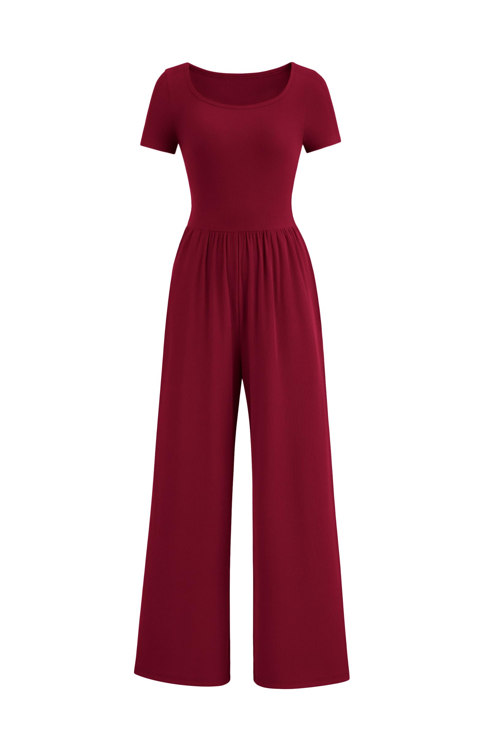 PRETTYGARDEN Women's Summer One Piece Jumpsuits Dressy Casual Short Sleeve Square Neck Wide Leg Rompers Travel Outfit Clothes
