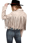 PRETTYGARDEN Women's Fringe Faux Suede Leather Jackets Fall Fashion Tassel Motorcycle Cropped Coats