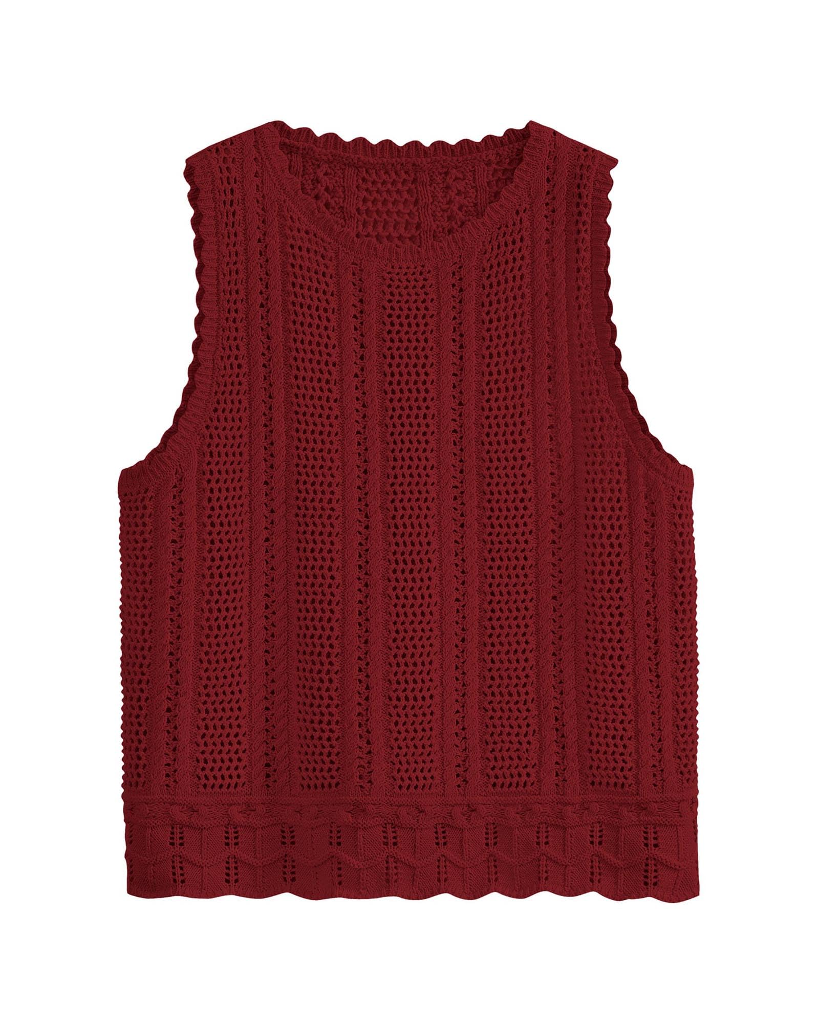 FreshPretty Crochet Tank Top Vacation Outfits for Women Sweater Vest Beach Cover Ups Spring Summer Sleeveless Cruise Resort Wear