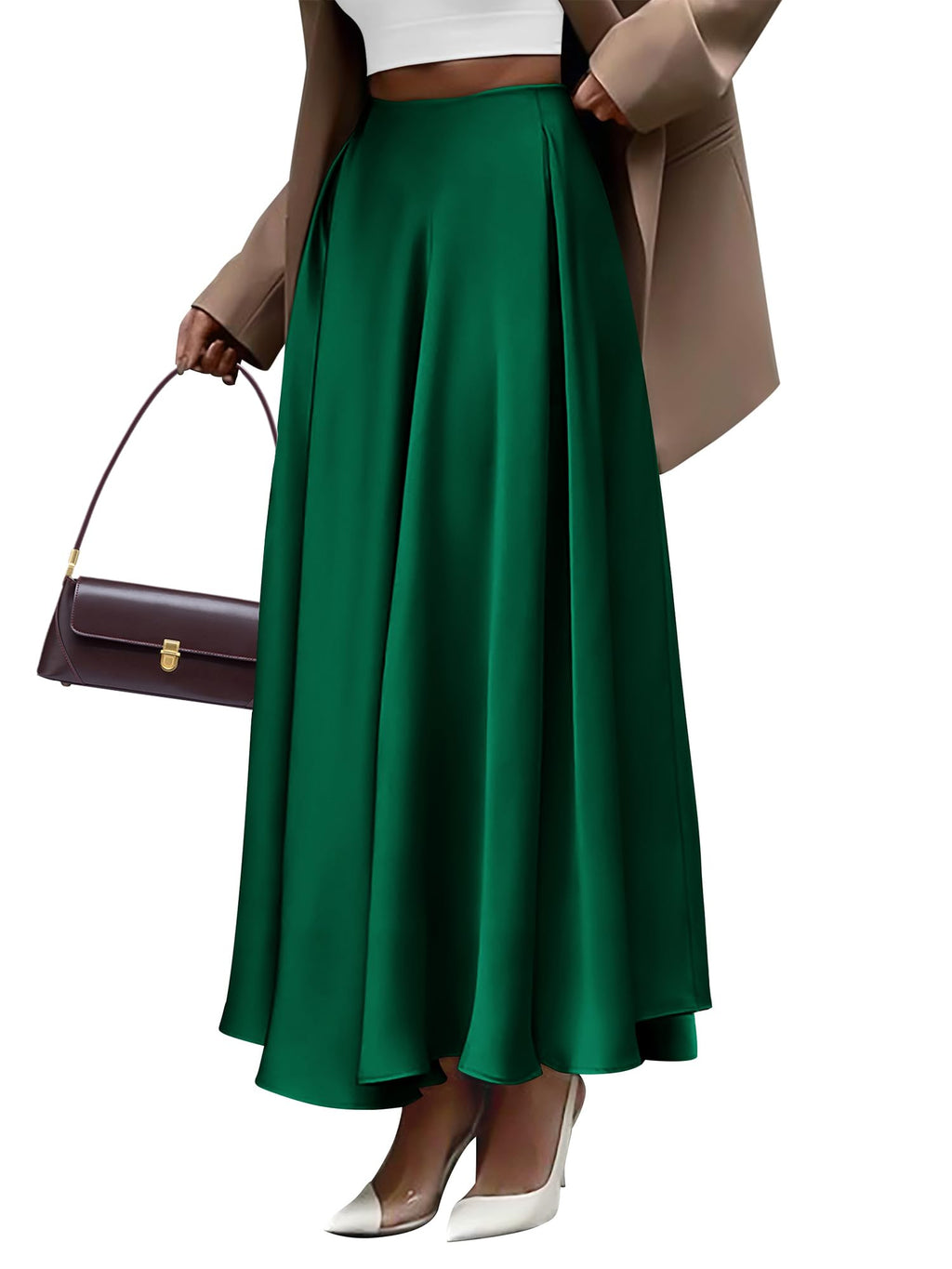 BTFBM Satin Skirts for Women Summer Elegant Flowy A-Line Cocktail Formal Silk Spring Maxi Skirt Night Out Outfits