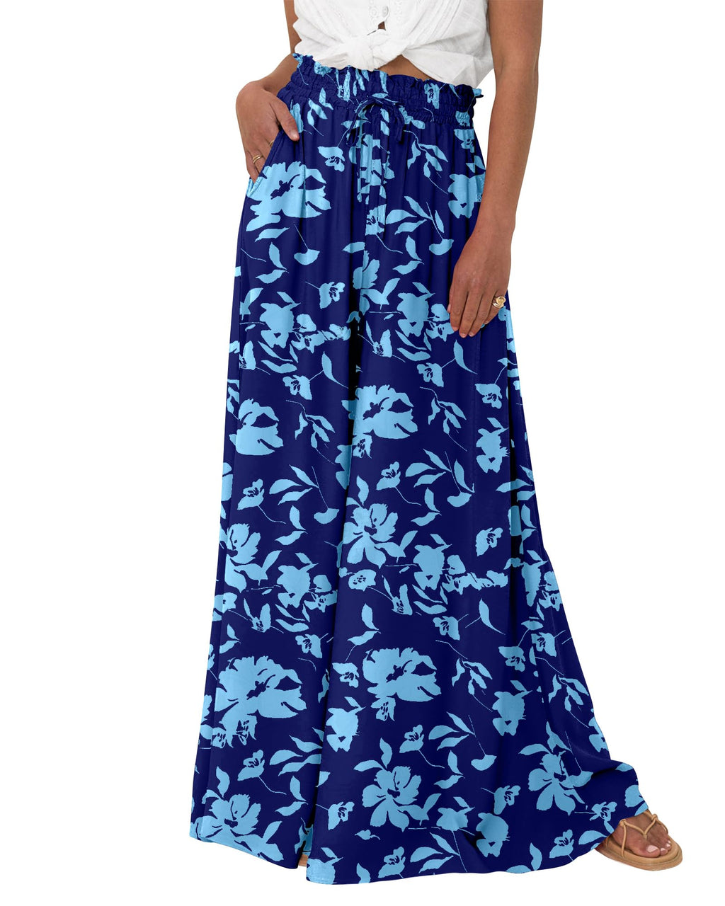 BTFBM Women Casual High Waist Wide Leg Pants Spring Summer Long Palazzo Pants Pocket Lounge Beach Vacation Clothes