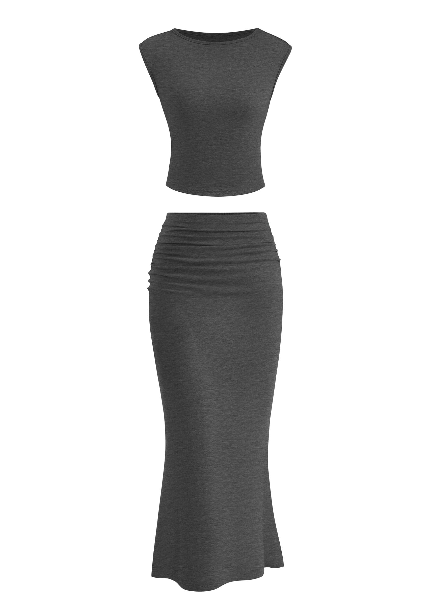 PRETTYGARDEN Skirt Sets Women 2 Piece Outfits Summer Outfits Going Out Crop Tops Long Maxi Skirts Beach Vacation Clothes