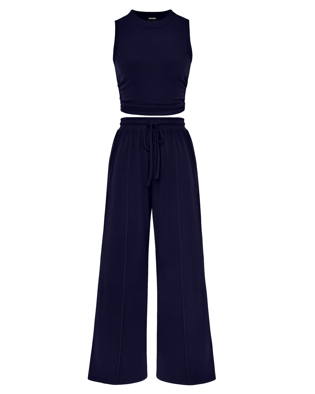 BTFBM Summer Outfits For Women Cropped Sleeveless Tank Tops Wide Leg Pants 2 Piece Sets Beach Lounge Set Clothing
