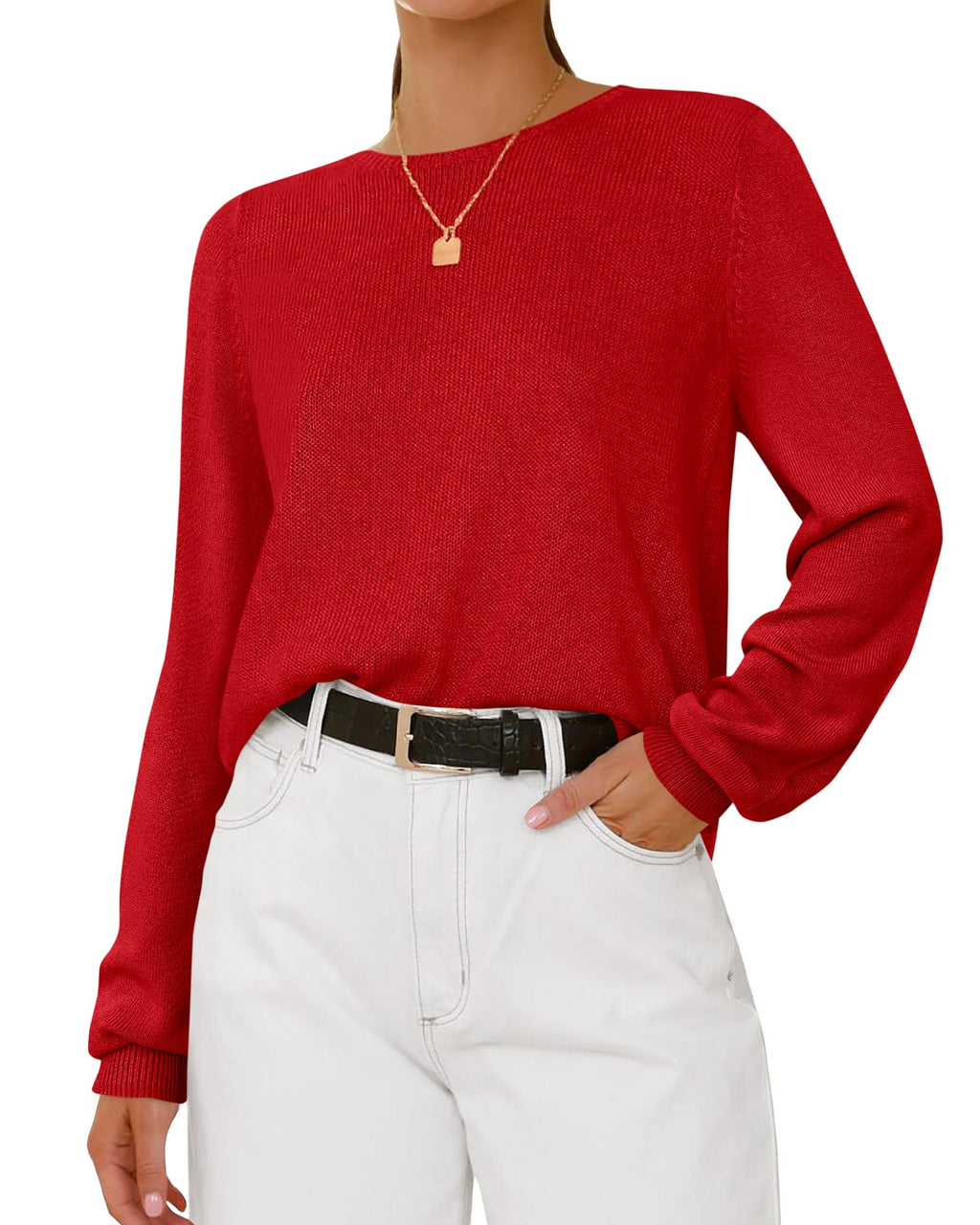 BTFBM Womens Long Sleeve Crew Neck Sweaters Spring Casual Classic Soft Loose Fit Basic Pullover Jumper Knit Top
