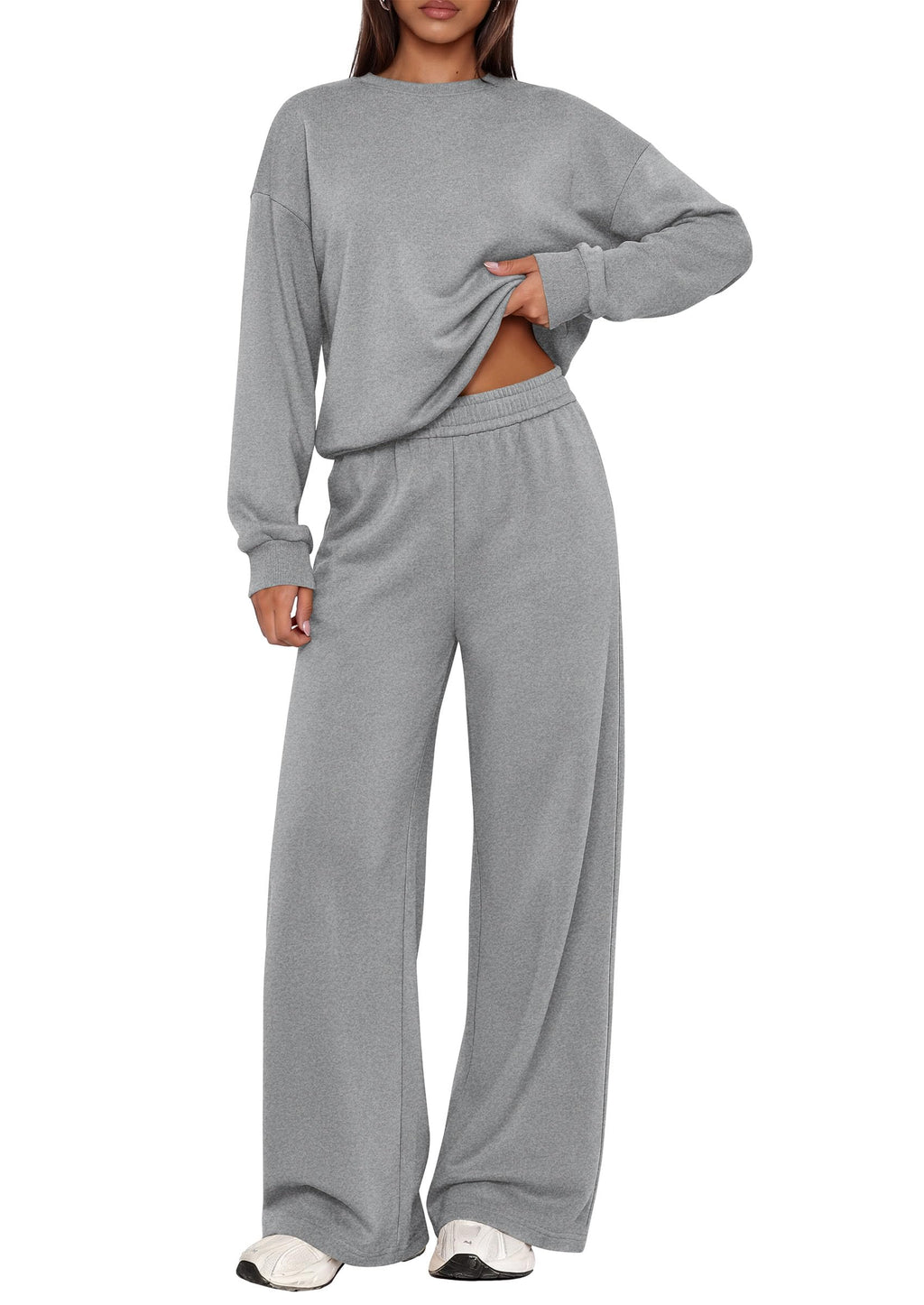 PRETTYGARDEN 2 Piece Lounge Sets for Women Casual Sweatsuits | Soft Fleece Lining,Crew Neck Oversized Sweatshirt & Wide Leg Pants,Workout Airport Matching Set Tracksuit,Fall Winter Outfits